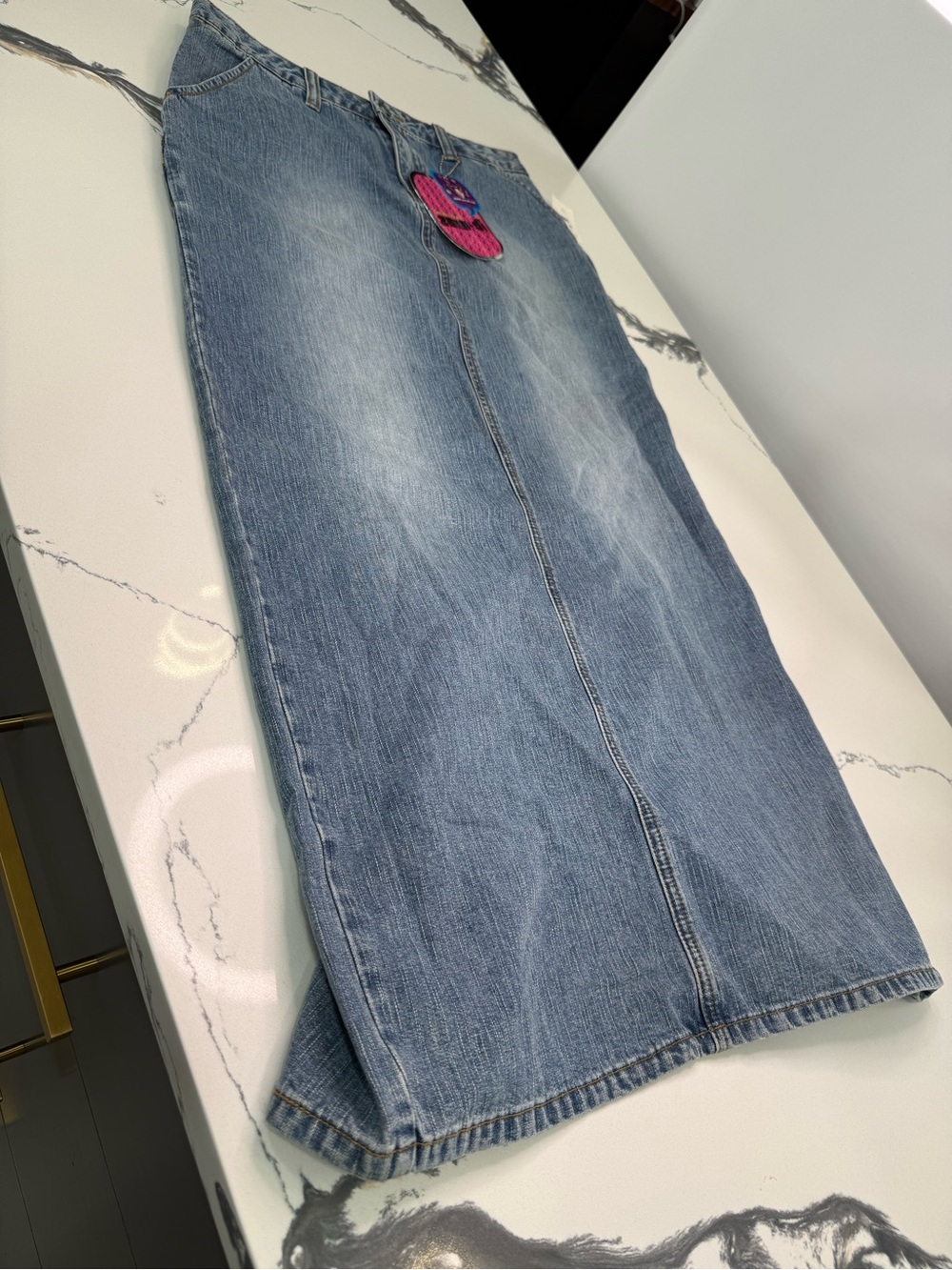 Vintage Y2K Zana Di Denim Maxi Skirt Womens 7 Long Slit Straight NWT